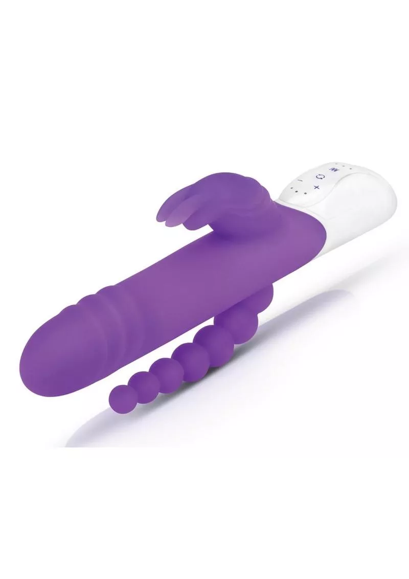 Purple Double Penetration Rabbit Vibrator with Rotating Shaft - Rabbit Essentials for Dual Pleasure image