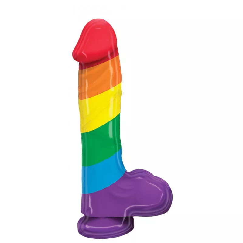 Pumped Rainbow 9 Inch Multi-Color Silicone Dildo image